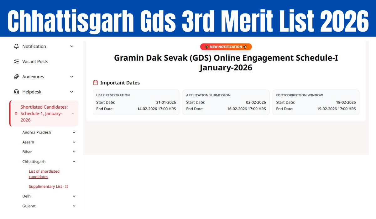 Chhattisgarh Gds 3rd Merit List 2026